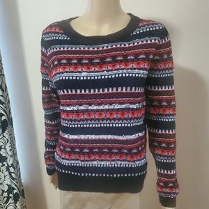 J.Crew Factory Nordic Fair Isle Striped Wool Sequin Sweater Size M